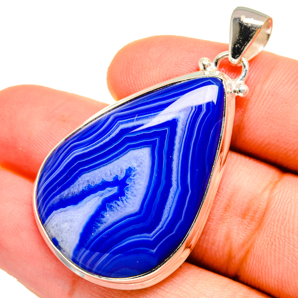 Blue Botswana Agate Pendants handcrafted by Ana Silver Co - PD9567