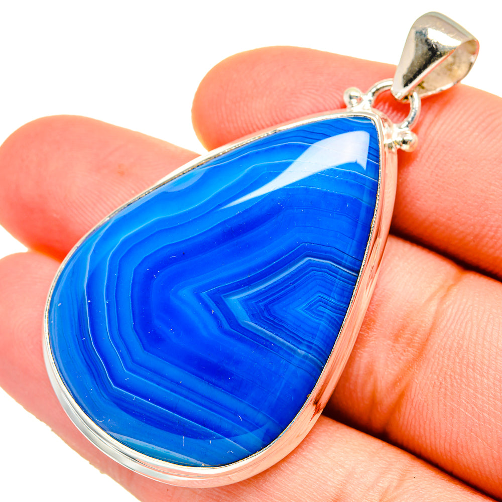 Blue Botswana Agate Pendants handcrafted by Ana Silver Co - PD9569