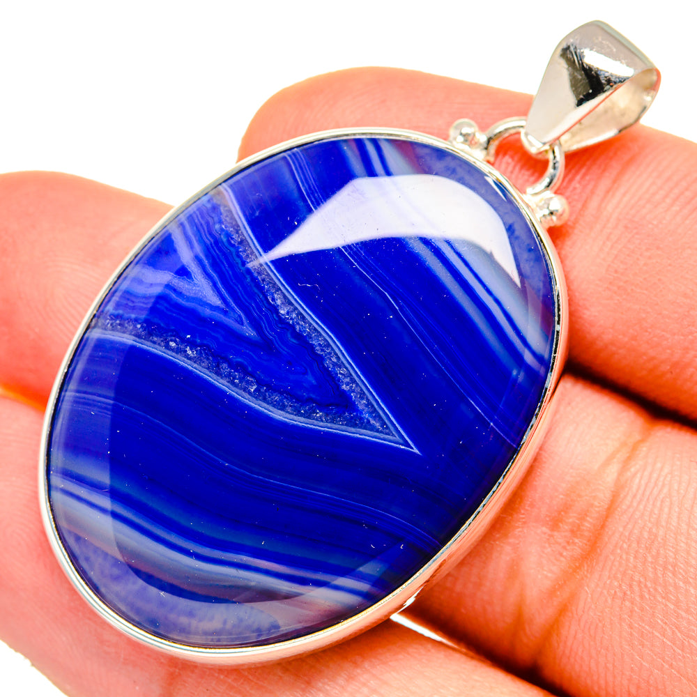 Blue Botswana Agate Pendants handcrafted by Ana Silver Co - PD9578