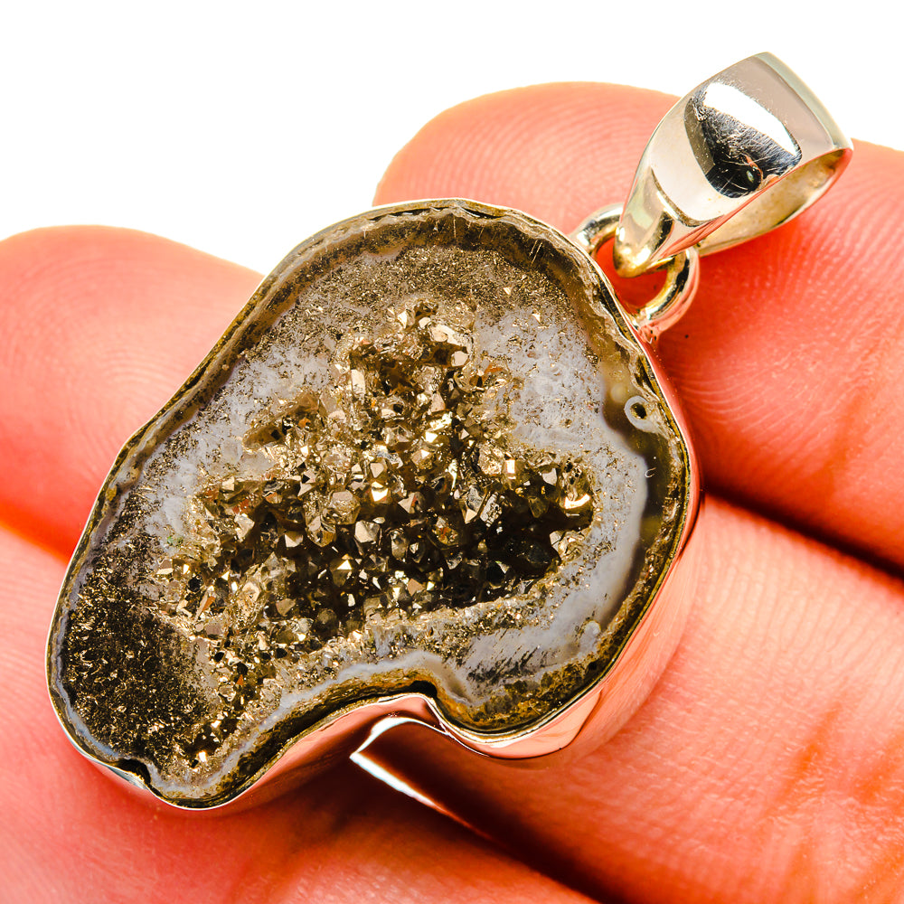 Pyrite Geode Slice Pendants handcrafted by Ana Silver Co - PD9589