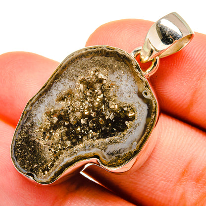 Pyrite Geode Slice Pendants handcrafted by Ana Silver Co - PD9589
