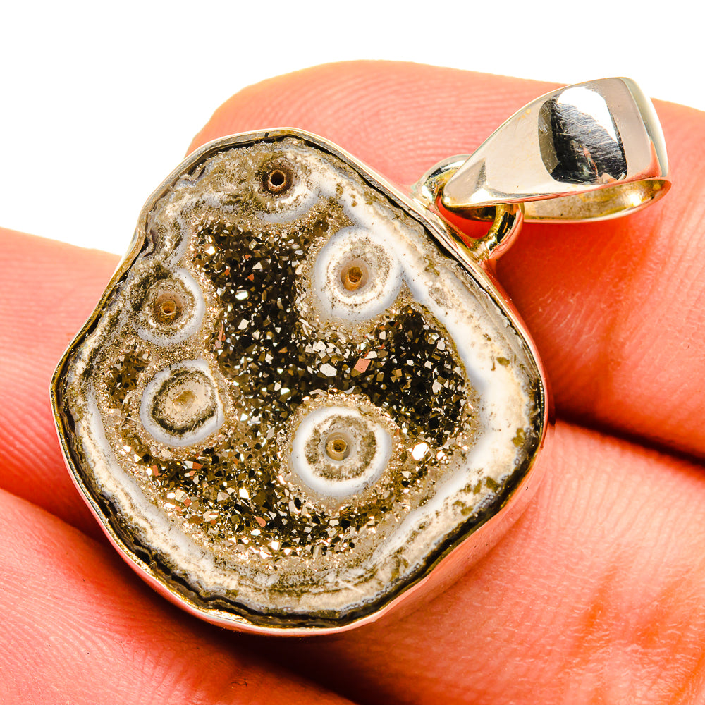 Pyrite Geode Slice Pendants handcrafted by Ana Silver Co - PD9590