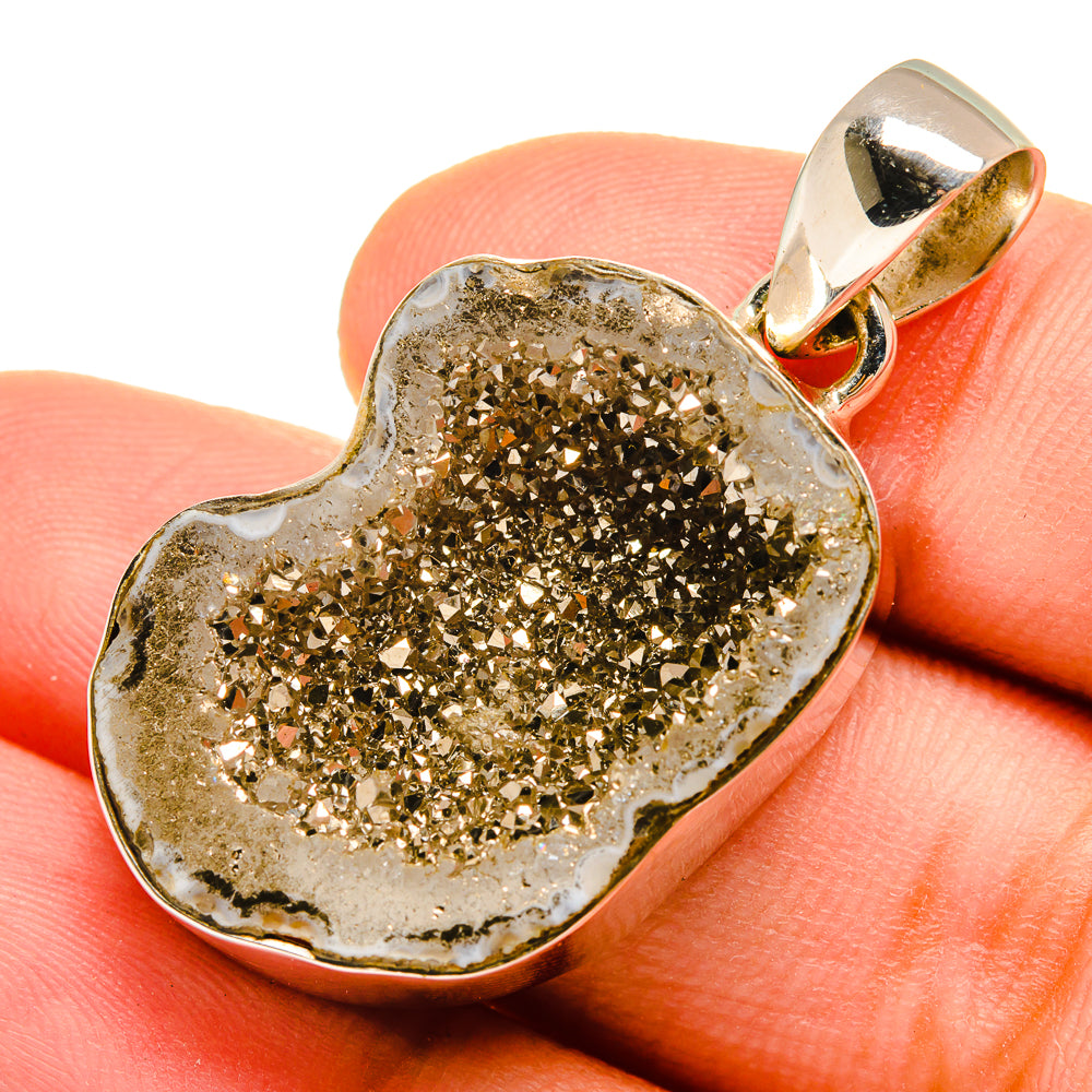 Pyrite Geode Slice Pendants handcrafted by Ana Silver Co - PD9591