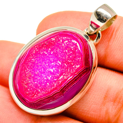 Pink Agate Druzy Pendants handcrafted by Ana Silver Co - PD9620