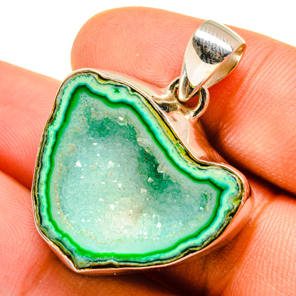Green Geode Slice Pendants handcrafted by Ana Silver Co - PD9632