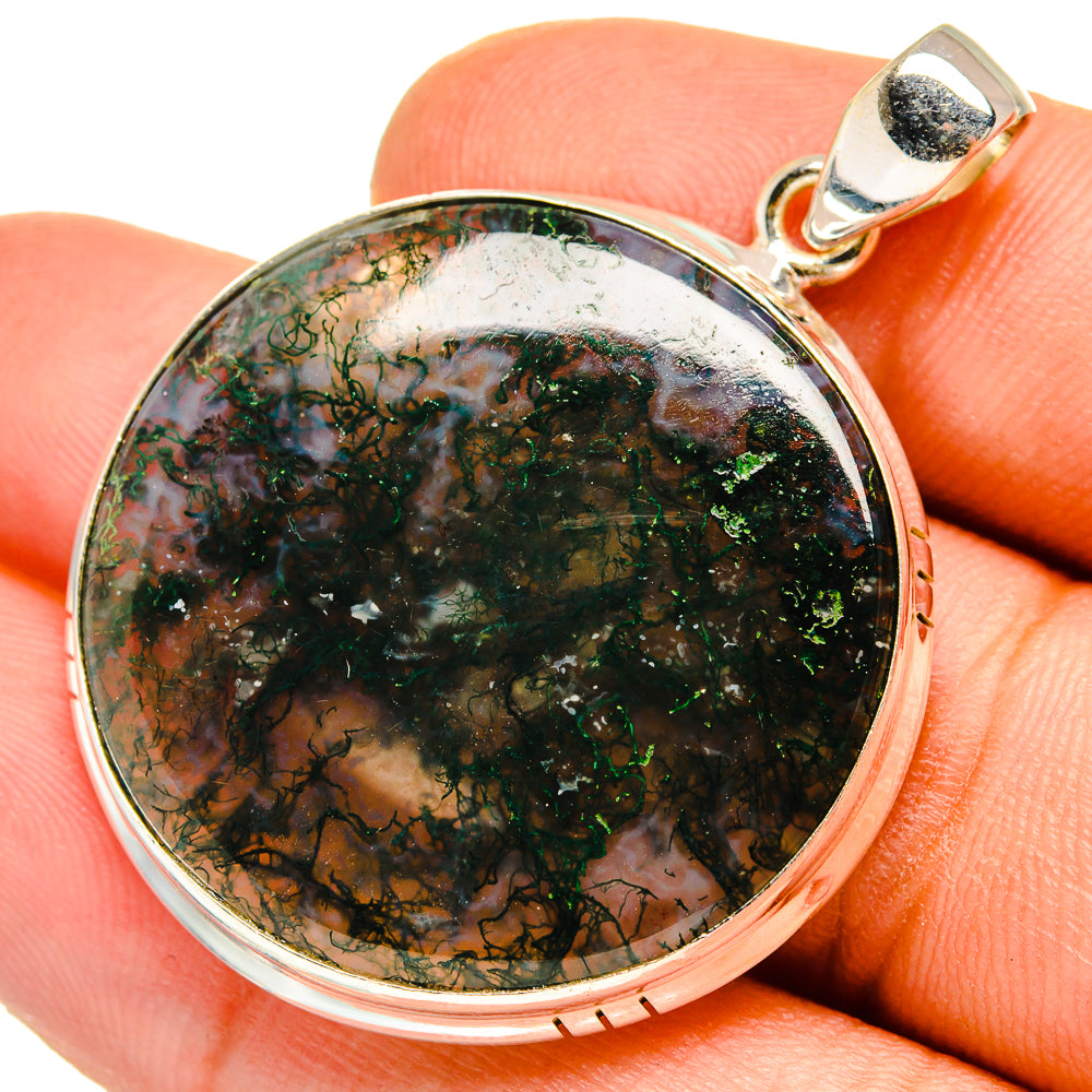Green Moss Agate Pendants handcrafted by Ana Silver Co - PD9639