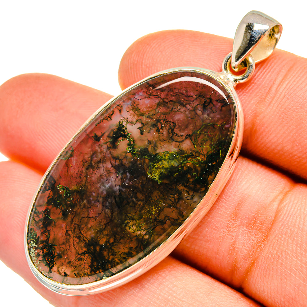 Green Moss Agate Pendants handcrafted by Ana Silver Co - PD9641