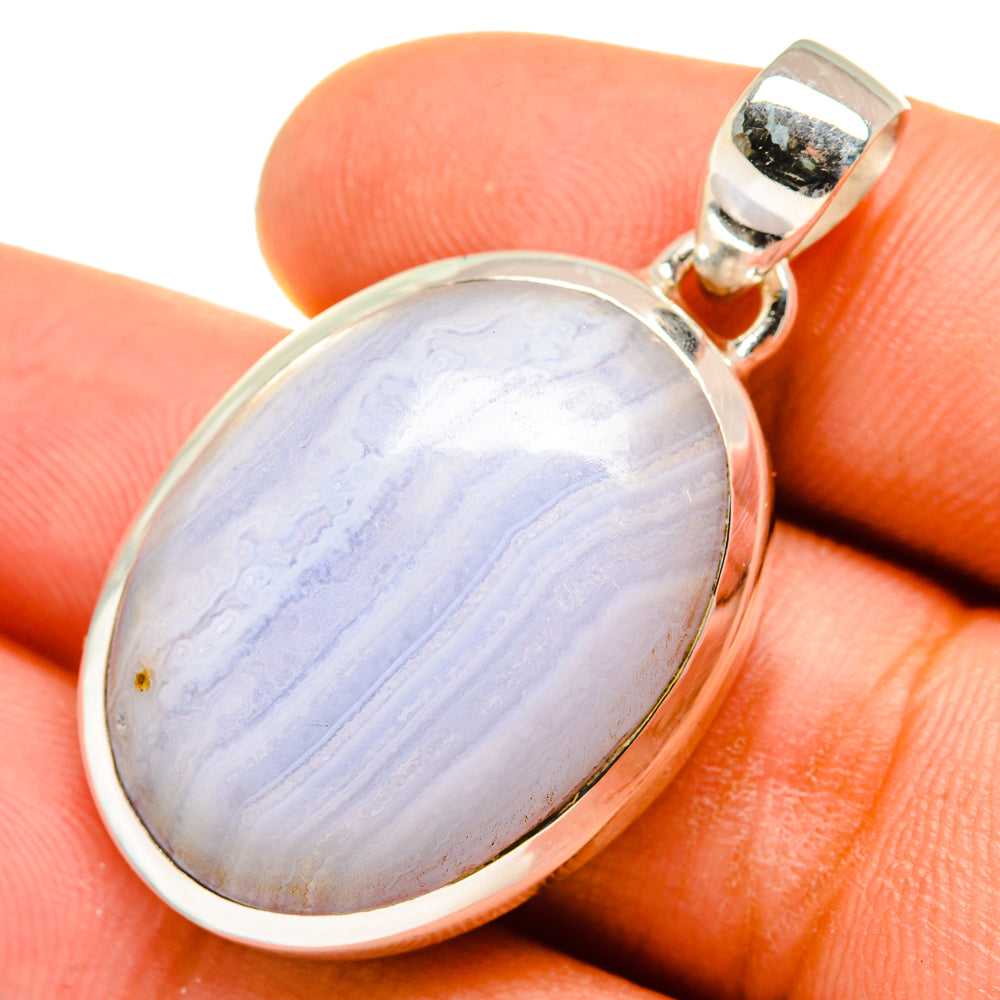 Blue Lace Agate Pendants handcrafted by Ana Silver Co - PD9647