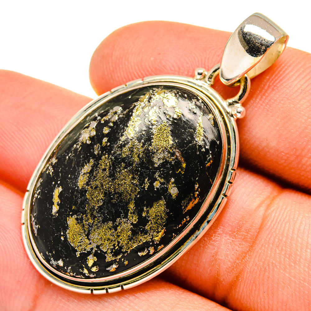 Pyrite In Black Onyx Pendants handcrafted by Ana Silver Co - PD9658
