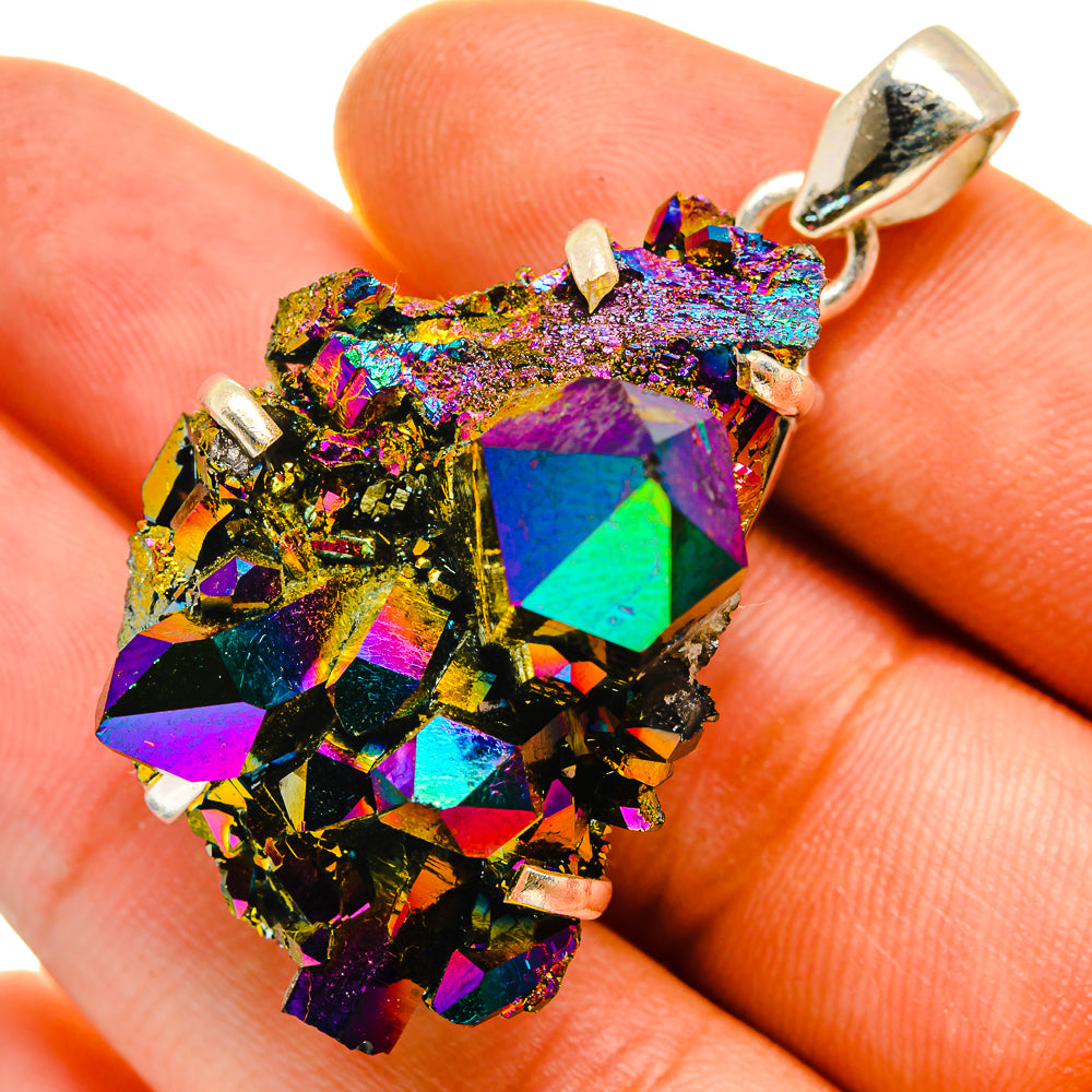 Titanium Sunshine Druzy Pendants handcrafted by Ana Silver Co - PD9674