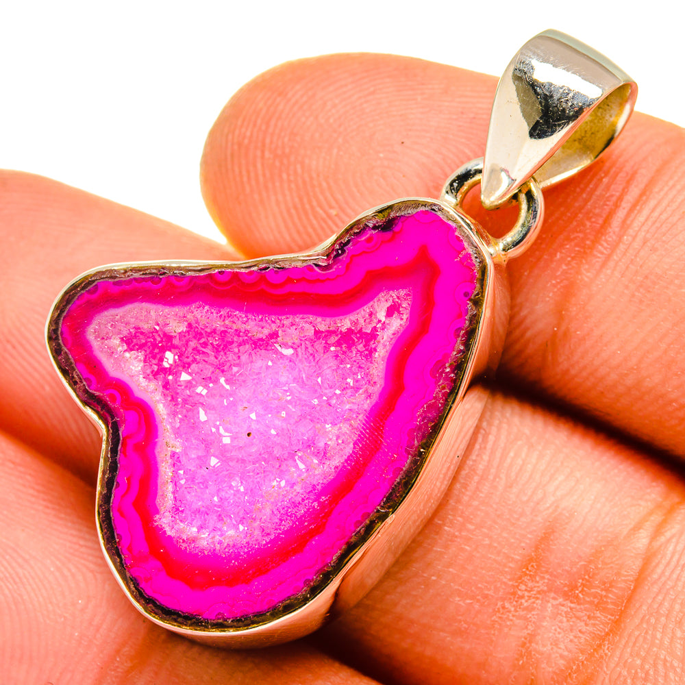Pink Geode Slice Pendants handcrafted by Ana Silver Co - PD9678