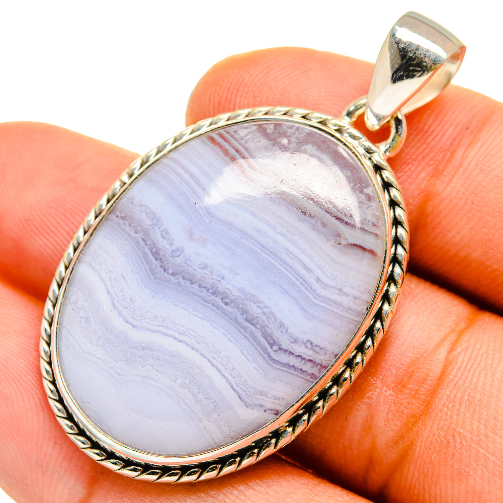 Blue Lace Agate Pendants handcrafted by Ana Silver Co - PD9845