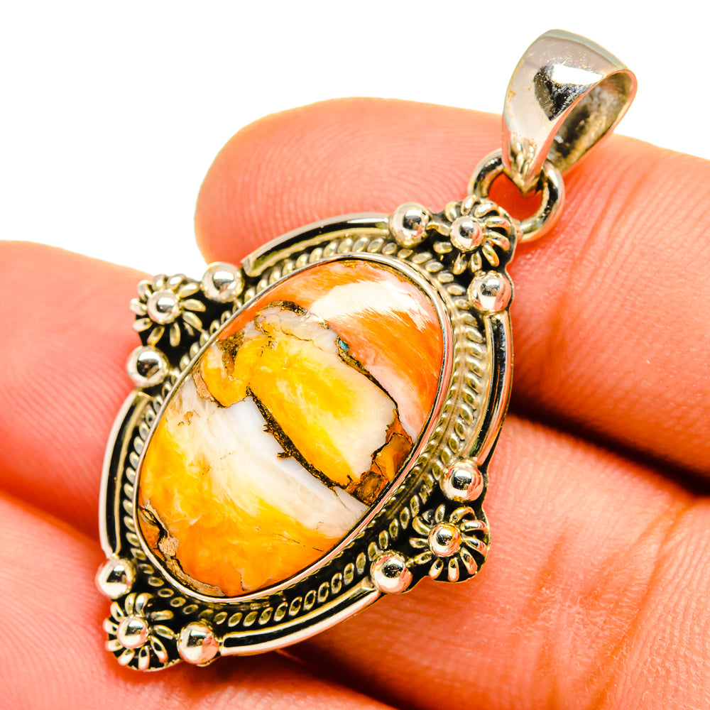 Orange Copper Composite Turquoise Pendants handcrafted by Ana Silver Co - PD9868