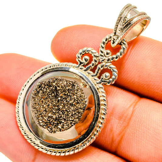 Pyrite Druzy Pendants handcrafted by Ana Silver Co - PD9870