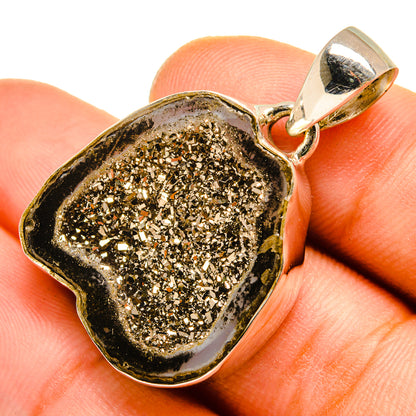 Pyrite Geode Druzy Pendants handcrafted by Ana Silver Co - PD9872