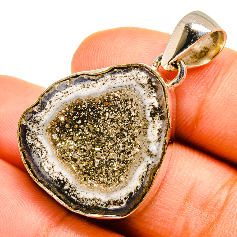 Pyrite Geode Druzy Pendants handcrafted by Ana Silver Co - PD9881