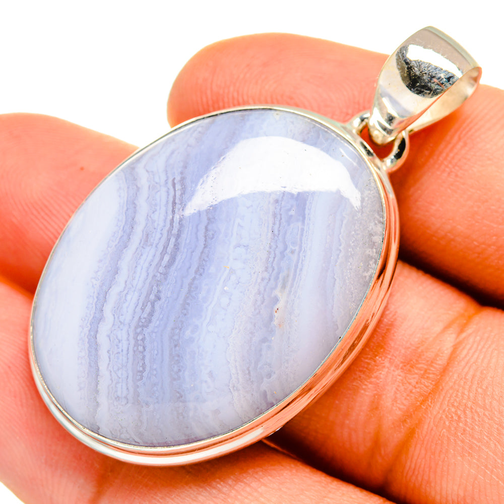 Blue Lace Agate Pendants handcrafted by Ana Silver Co - PD9897