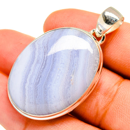 Blue Lace Agate Pendants handcrafted by Ana Silver Co - PD9897