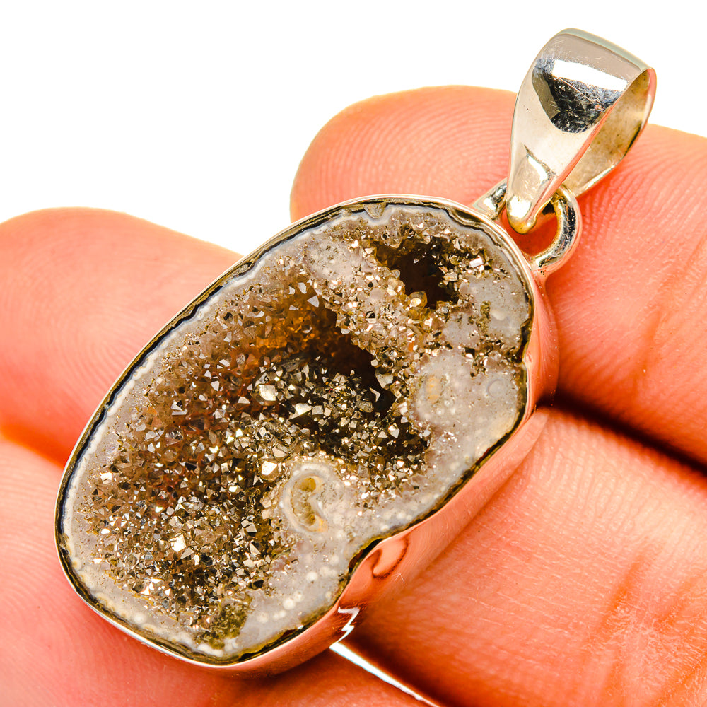 Pyrite Geode Druzy Pendants handcrafted by Ana Silver Co - PD9903
