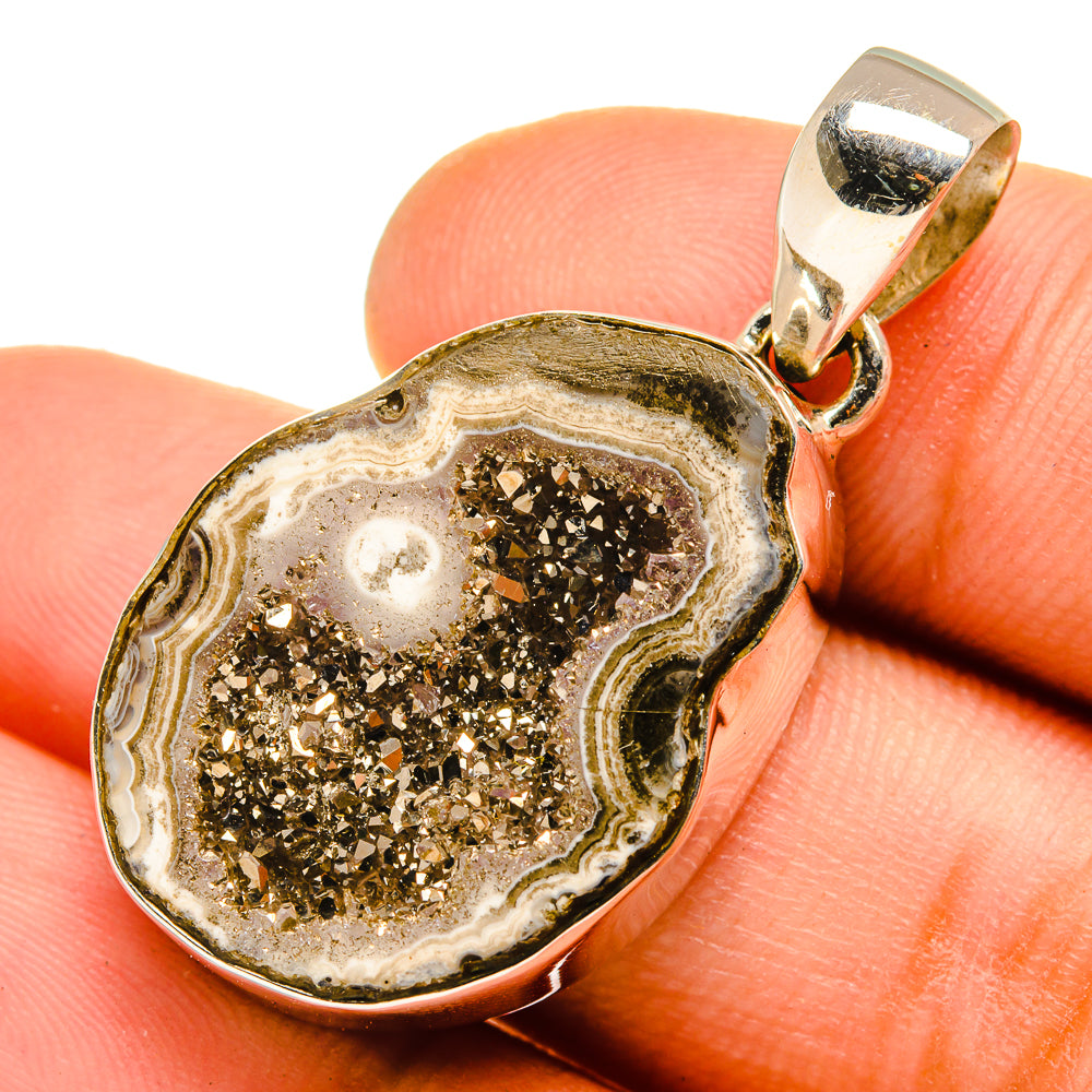 Pyrite Geode Druzy Pendants handcrafted by Ana Silver Co - PD9909