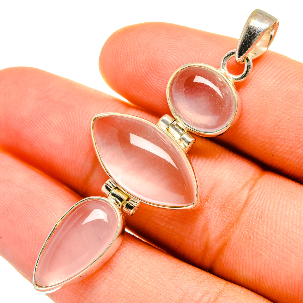 Rose Quartz Pendants handcrafted by Ana Silver Co - PD9912
