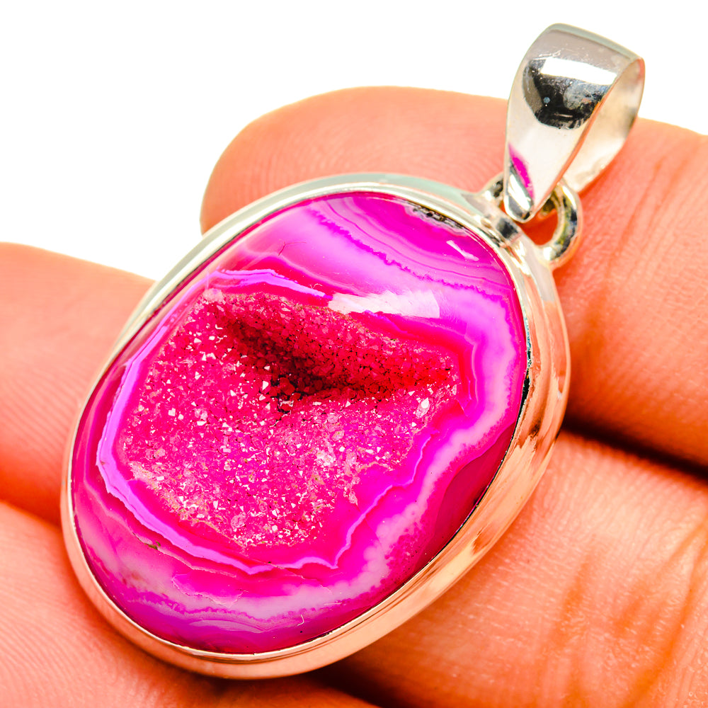 Pink Agate Druzy Pendants handcrafted by Ana Silver Co - PD9960