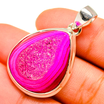 Pink Agate Druzy Pendants handcrafted by Ana Silver Co - PD9961