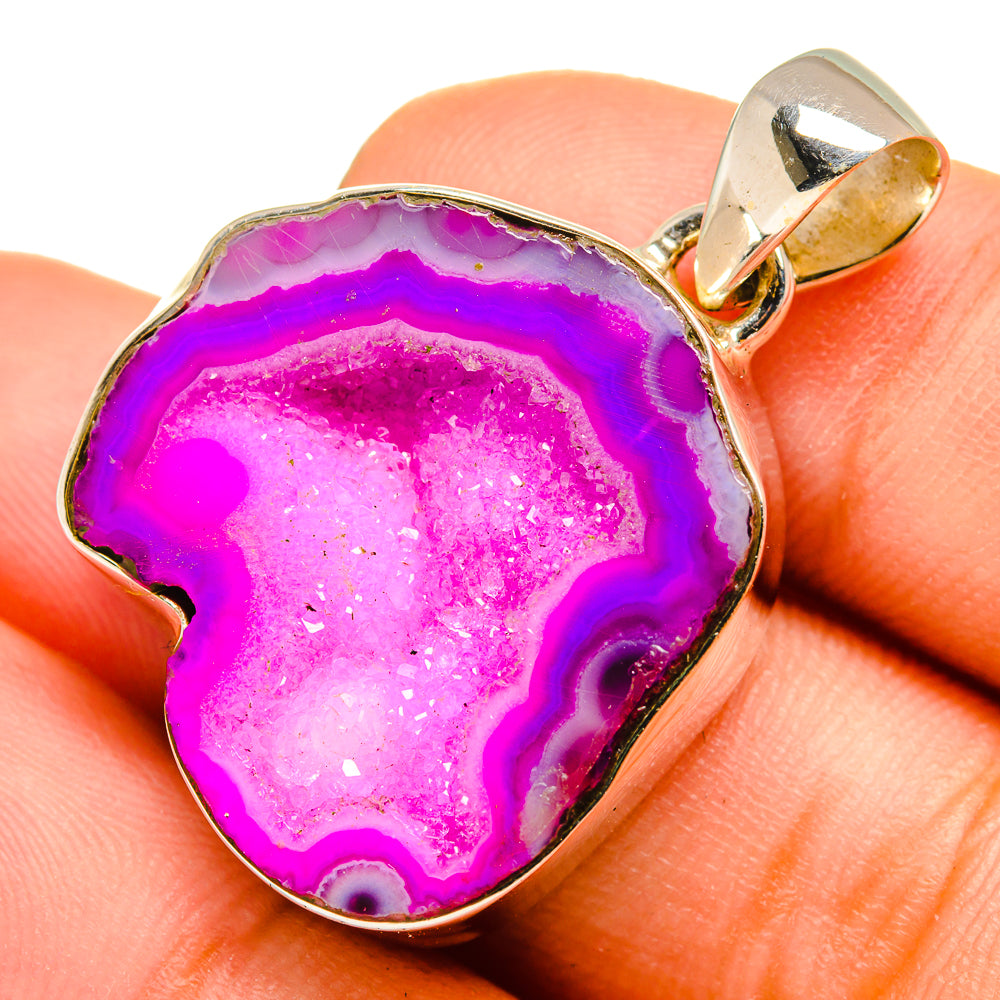Pink Geode Slice Pendants handcrafted by Ana Silver Co - PD9962