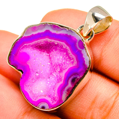 Pink Geode Slice Pendants handcrafted by Ana Silver Co - PD9962