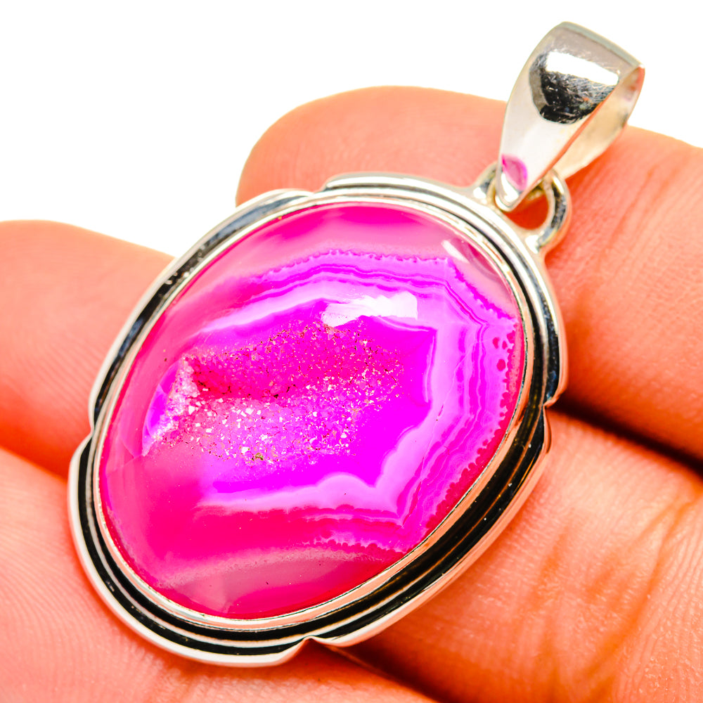 Pink Agate Druzy Pendants handcrafted by Ana Silver Co - PD9963