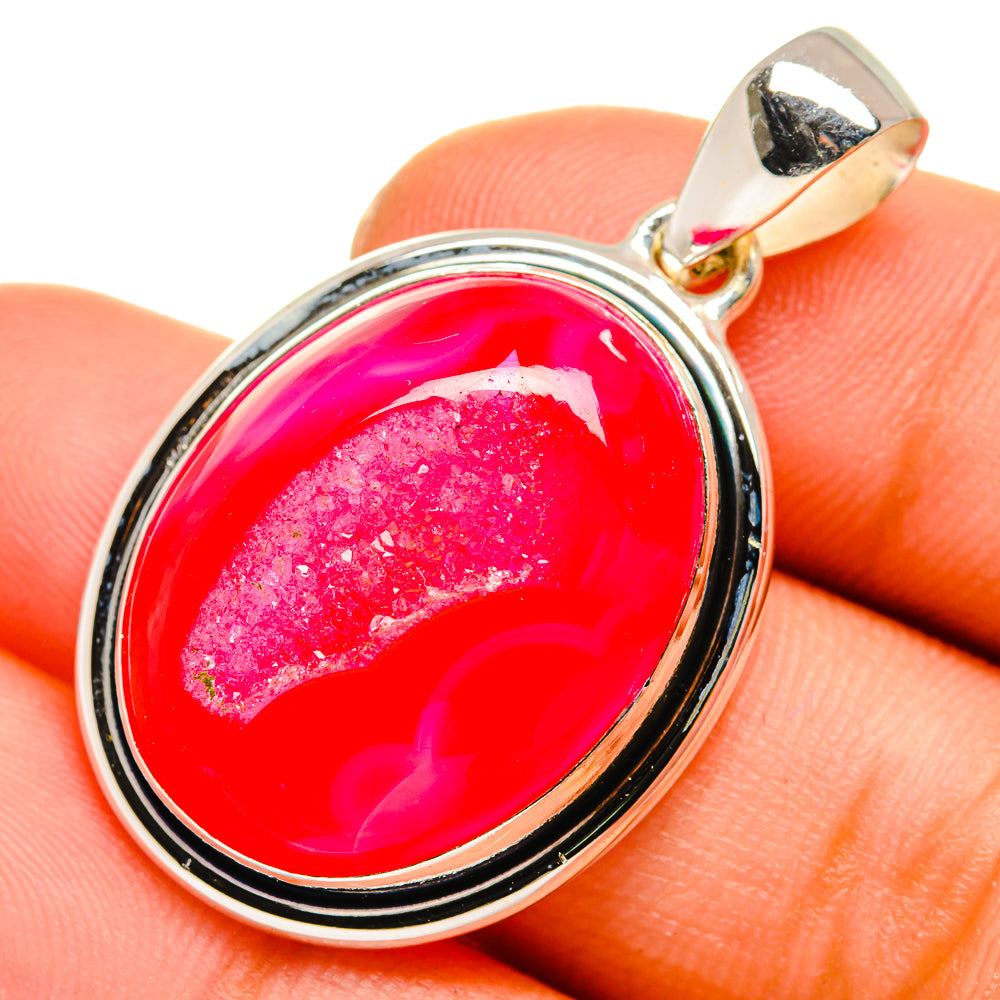 Pink Agate Druzy Pendants handcrafted by Ana Silver Co - PD9964