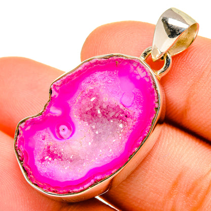 Pink Geode Slice Pendants handcrafted by Ana Silver Co - PD9965