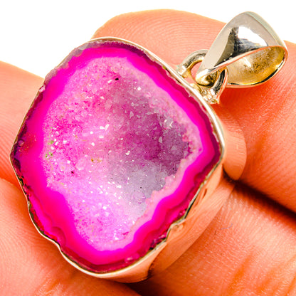 Pink Geode Slice Pendants handcrafted by Ana Silver Co - PD9968