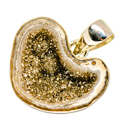 Pyrite Geode Slice Pendants handcrafted by Ana Silver Co - PD10005