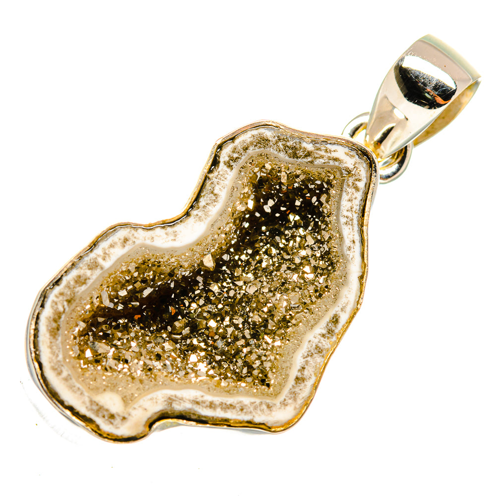 Pyrite Geode Slice Pendants handcrafted by Ana Silver Co - PD10006