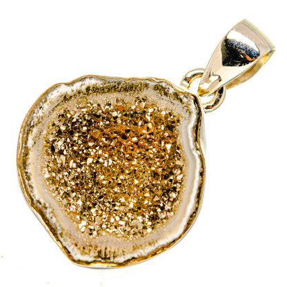 Pyrite Geode Slice Pendants handcrafted by Ana Silver Co - PD10007