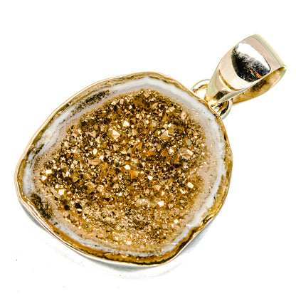 Pyrite Geode Slice Pendants handcrafted by Ana Silver Co - PD10008