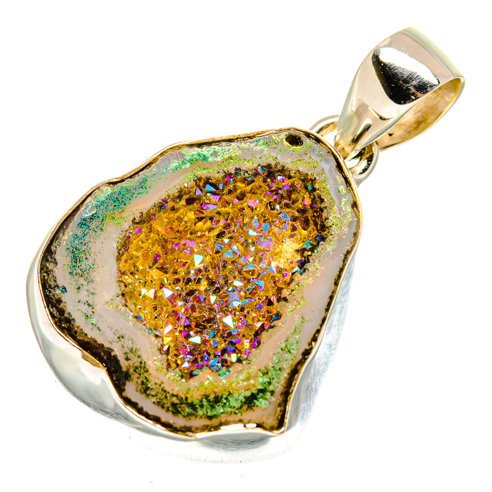 Titanium Geode Slice Pendants handcrafted by Ana Silver Co - PD10023