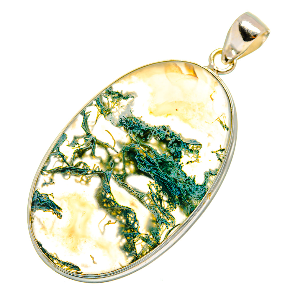 Green Moss Agate Pendants handcrafted by Ana Silver Co - PD10049