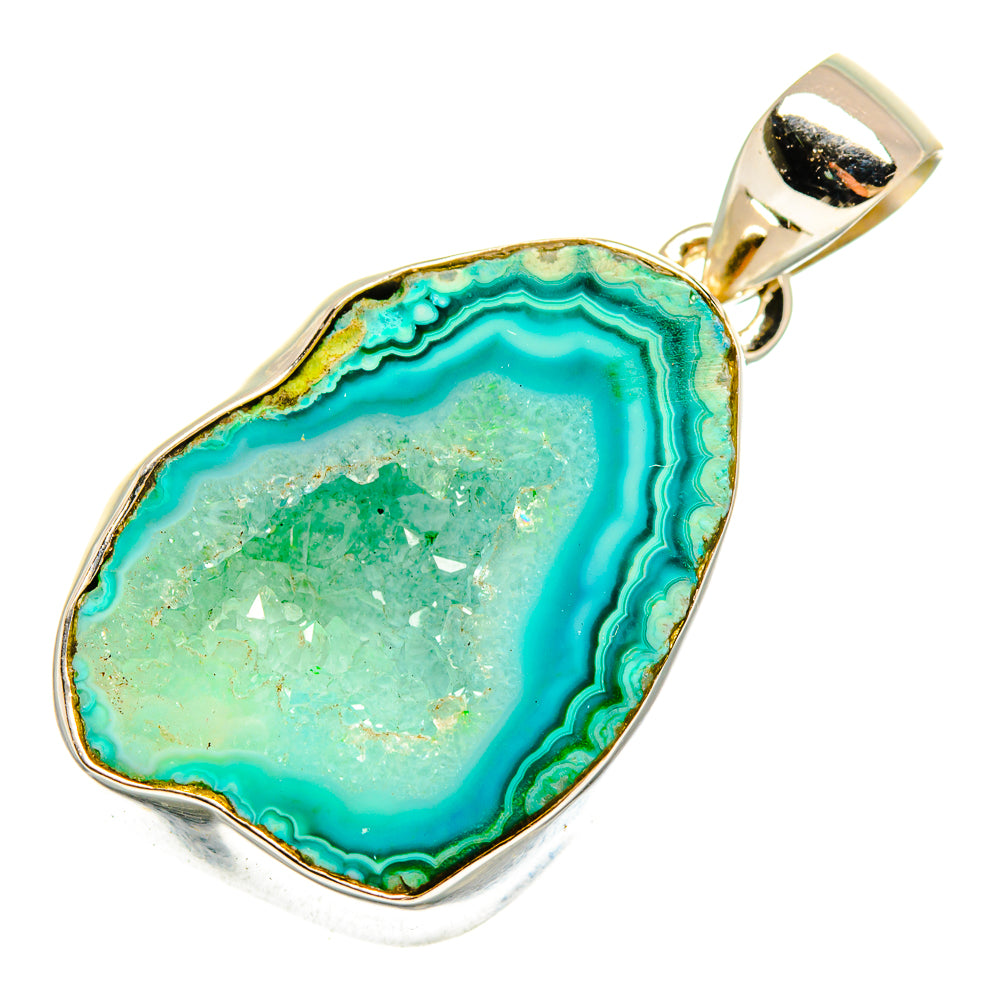 Green Geode Slice Pendants handcrafted by Ana Silver Co - PD10168