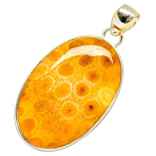 Fossil Coral Pendants handcrafted by Ana Silver Co - PD10180