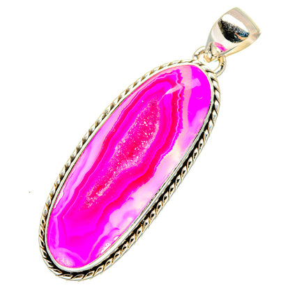 Pink Agate Druzy Pendants handcrafted by Ana Silver Co - PD10186