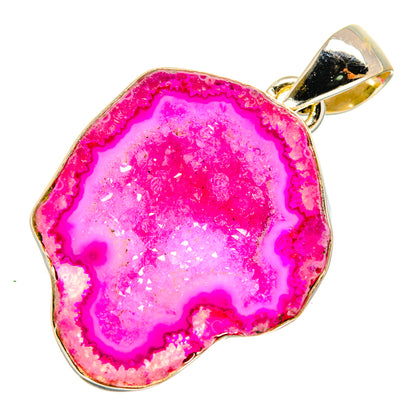 Pink Geode Slice Pendants handcrafted by Ana Silver Co - PD10187