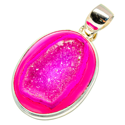 Pink Agate Druzy Pendants handcrafted by Ana Silver Co - PD10319