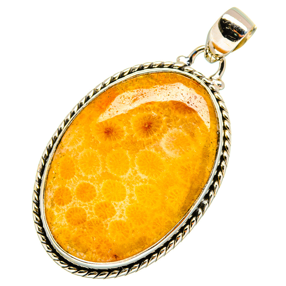 Fossil Coral Pendants handcrafted by Ana Silver Co - PD10334