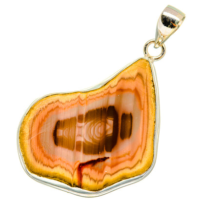 Orange and yellow jasper teardrop pendant in 925 sterling silver bezel, bail on top