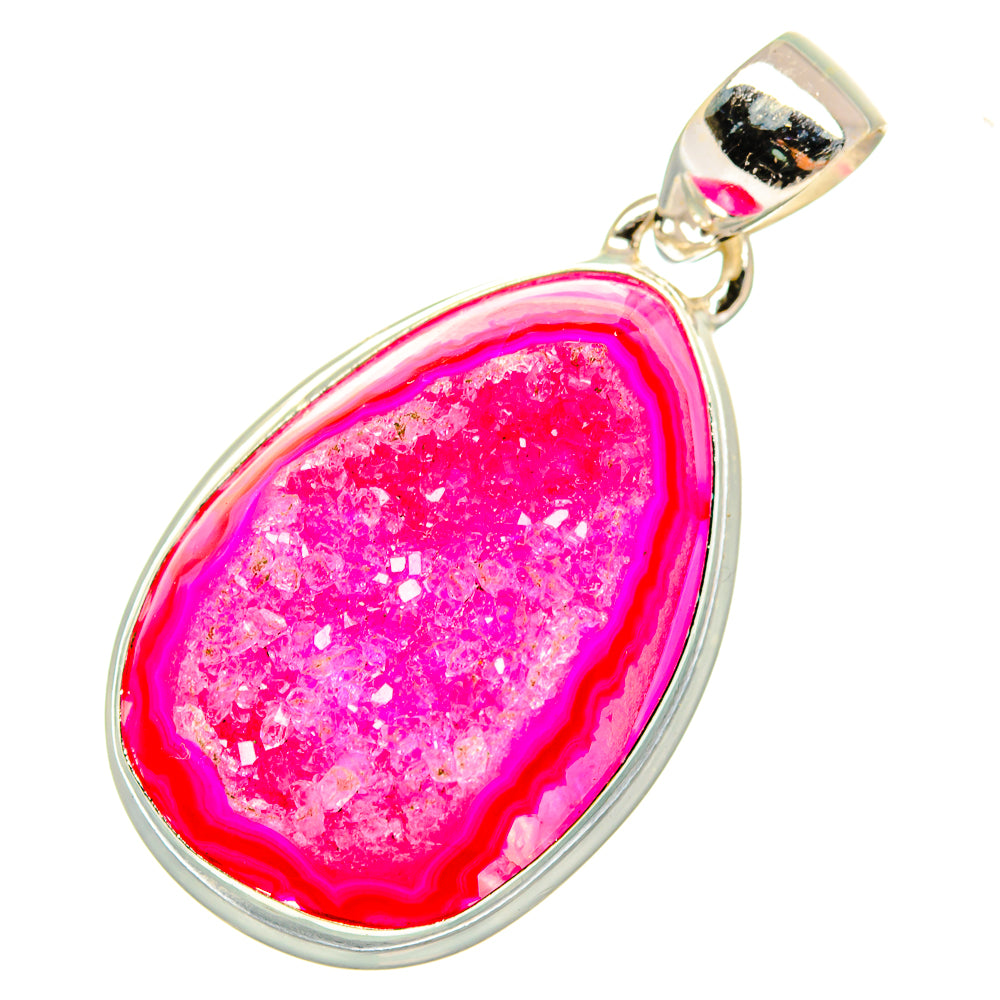 Pink Agate Druzy Pendants handcrafted by Ana Silver Co - PD10523