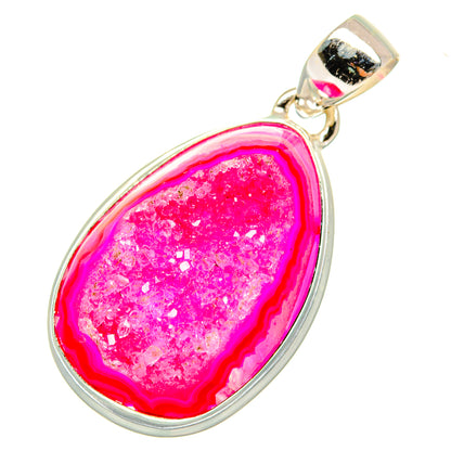 Pink Agate Druzy Pendants handcrafted by Ana Silver Co - PD10523
