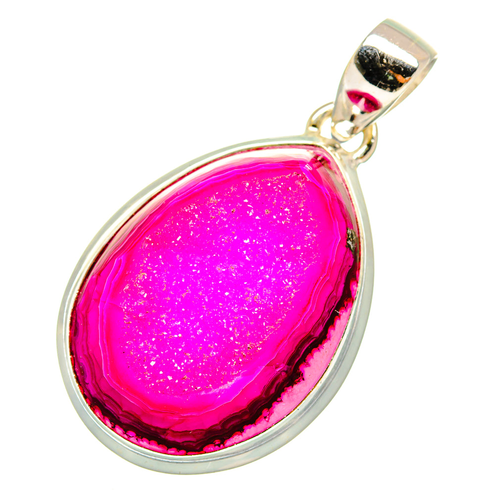 Pink Agate Druzy Pendants handcrafted by Ana Silver Co - PD10527