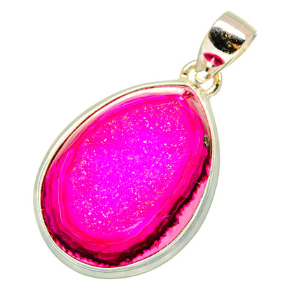 Pink Agate Druzy Pendants handcrafted by Ana Silver Co - PD10527